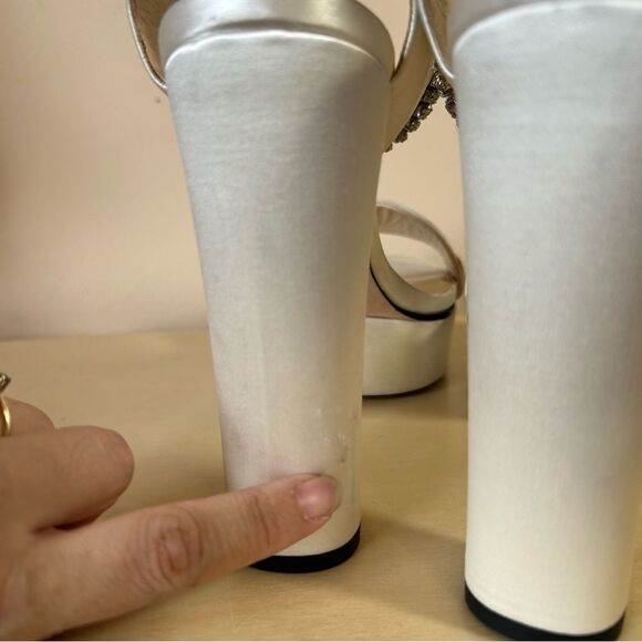 Jimmy Choo Ivory White Satina Platform Sandals 40.5 - Picture 11 of 16